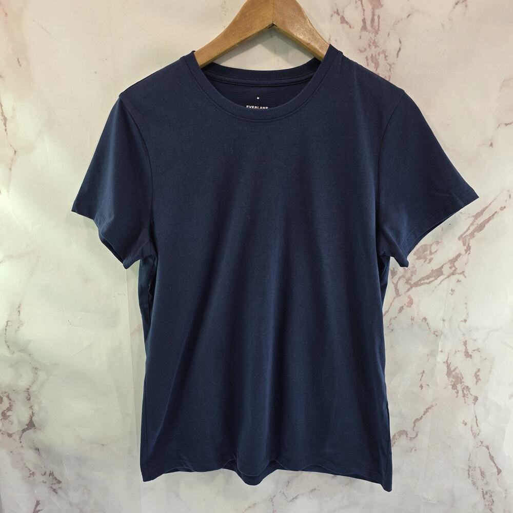 Everlane T Shirt Womens Large Navy Crewneck Longline Tee Organic Cotton Short